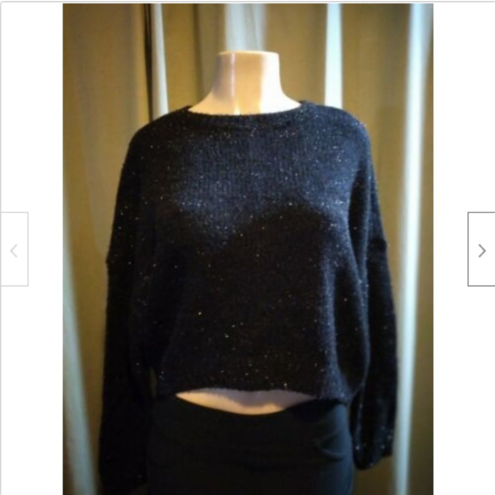 Wild Fable Women's Sweater Tinsel Black Crew Neck Size M
